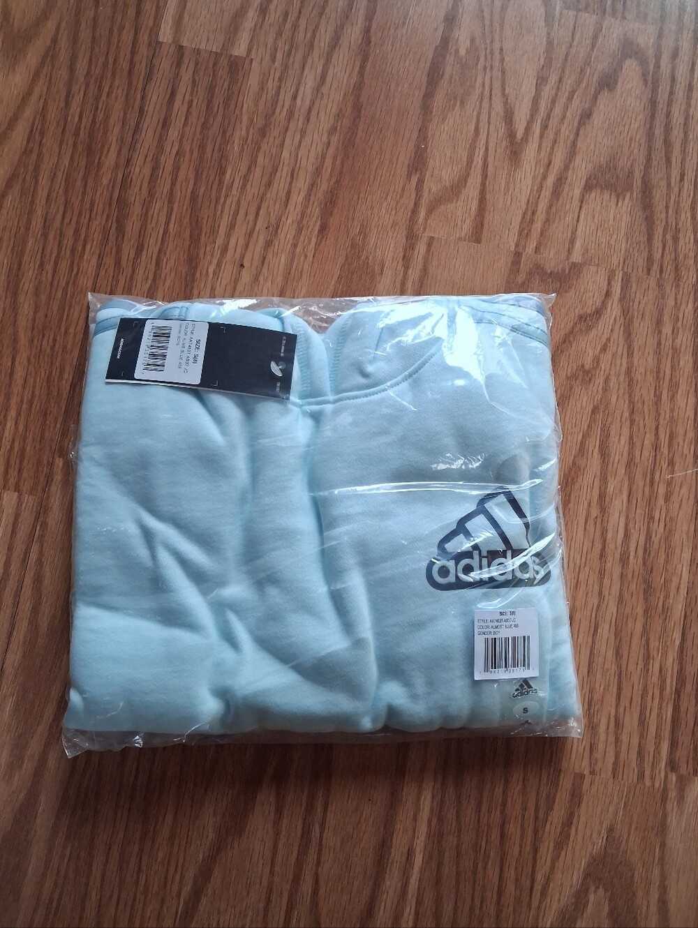 adidas Kids Light Blue Pullover Hoodie with Logo Boys Size 8